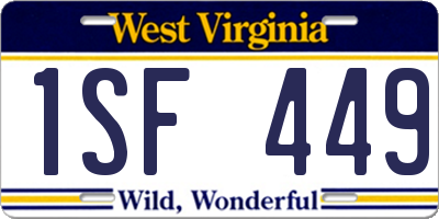 WV license plate 1SF449