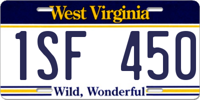 WV license plate 1SF450
