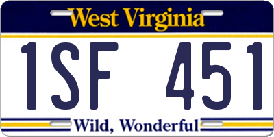 WV license plate 1SF451