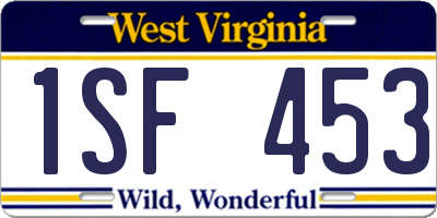 WV license plate 1SF453