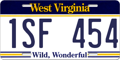 WV license plate 1SF454