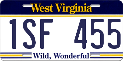 WV license plate 1SF455