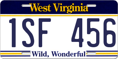 WV license plate 1SF456
