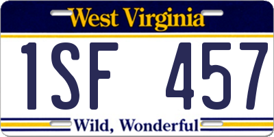 WV license plate 1SF457