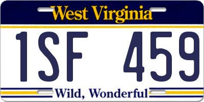 WV license plate 1SF459