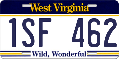 WV license plate 1SF462