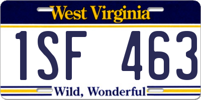WV license plate 1SF463
