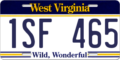 WV license plate 1SF465