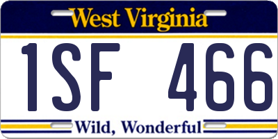 WV license plate 1SF466