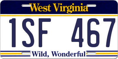 WV license plate 1SF467