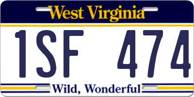 WV license plate 1SF474