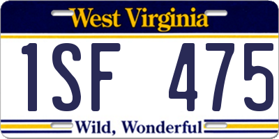 WV license plate 1SF475