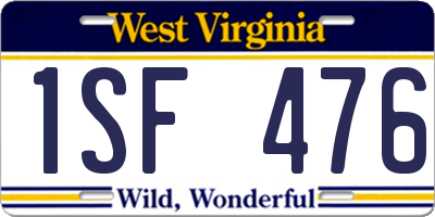 WV license plate 1SF476