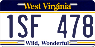 WV license plate 1SF478