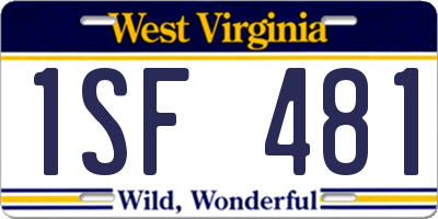 WV license plate 1SF481
