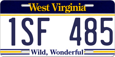 WV license plate 1SF485