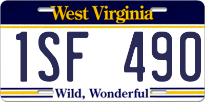WV license plate 1SF490