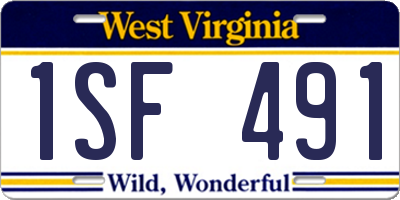 WV license plate 1SF491