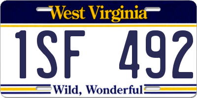 WV license plate 1SF492