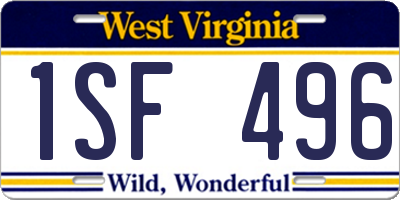 WV license plate 1SF496