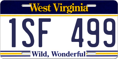 WV license plate 1SF499