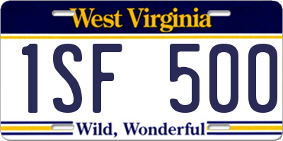 WV license plate 1SF500