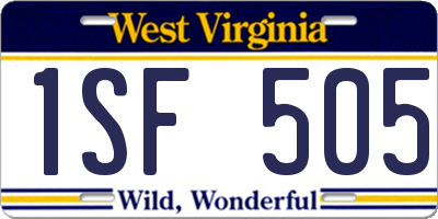 WV license plate 1SF505
