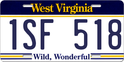 WV license plate 1SF518