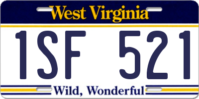 WV license plate 1SF521