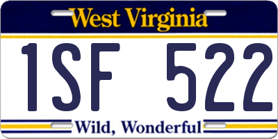 WV license plate 1SF522