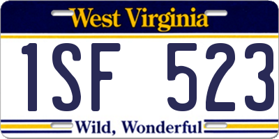 WV license plate 1SF523