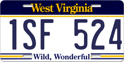 WV license plate 1SF524