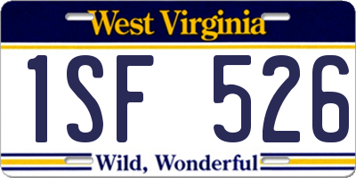 WV license plate 1SF526