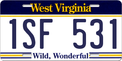 WV license plate 1SF531