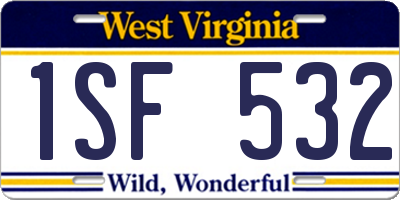WV license plate 1SF532