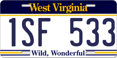 WV license plate 1SF533