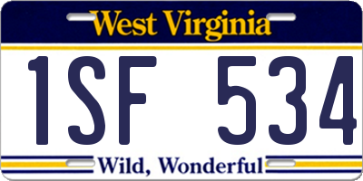 WV license plate 1SF534