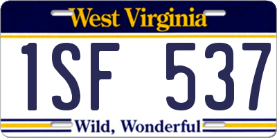 WV license plate 1SF537
