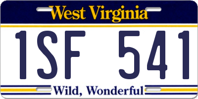 WV license plate 1SF541