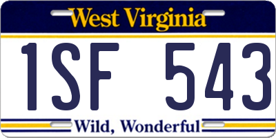 WV license plate 1SF543