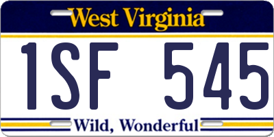 WV license plate 1SF545