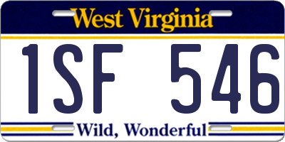 WV license plate 1SF546
