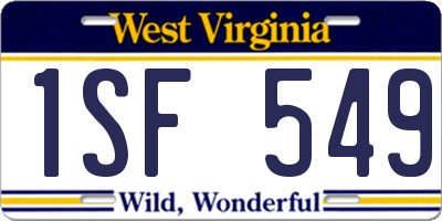 WV license plate 1SF549
