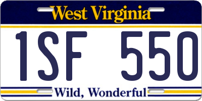 WV license plate 1SF550