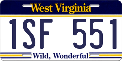WV license plate 1SF551