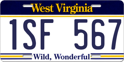 WV license plate 1SF567