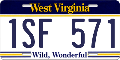 WV license plate 1SF571