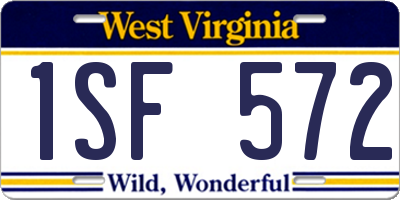 WV license plate 1SF572