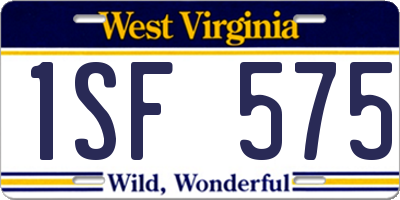 WV license plate 1SF575