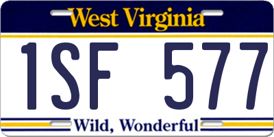 WV license plate 1SF577